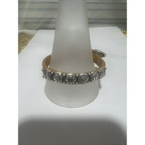 Brighton Silver Plated HARMONY LEATHER‎ Wrist Wrap Mustard Bandit Bracelet